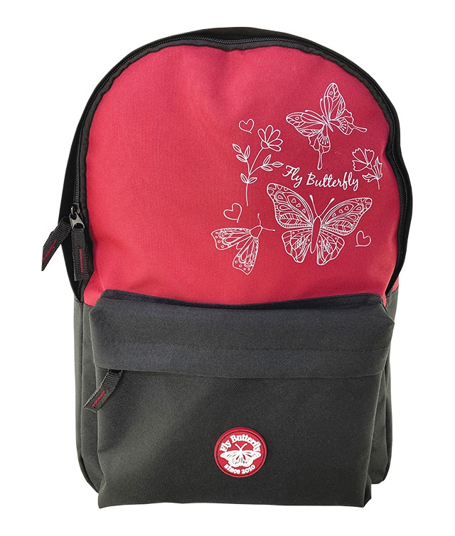 Ghiozdan Teens imprimeu cu Fluturi, 1 compartiment inchidere cu fermoar, inaltime 42 cm - imagine 4